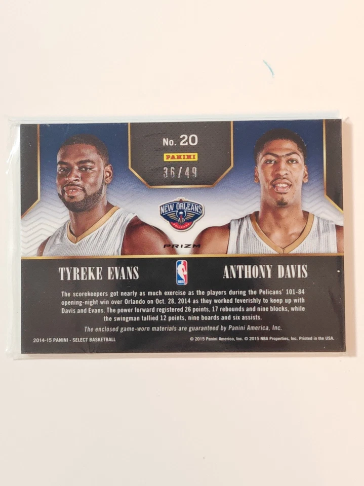 2014-15 Select #20 Anthony Davis Tyreke Evans Double Team Jerseys Copper #/49 - Image 2 of 3