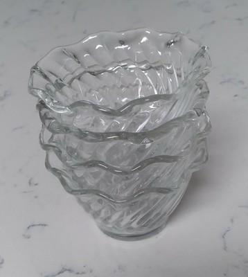 Anchor Hocking Clear Small Bowls Swirl Pattern Glass Dessert Fruit Pudding 