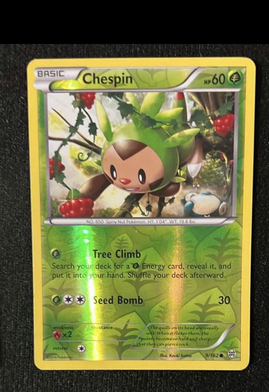 Pokemon TCG - 2015 Pokémon Chespin 9/162 - Breakthrough Reverse Holo - LP