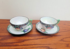 Art Deco Carlton ware Orange Embossed pair Tea cups and Saucers 3052 Lustre