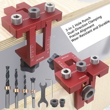 Installation of a 3-in-1 Hole Punch Cutting Holes in Panels Joining Furniture