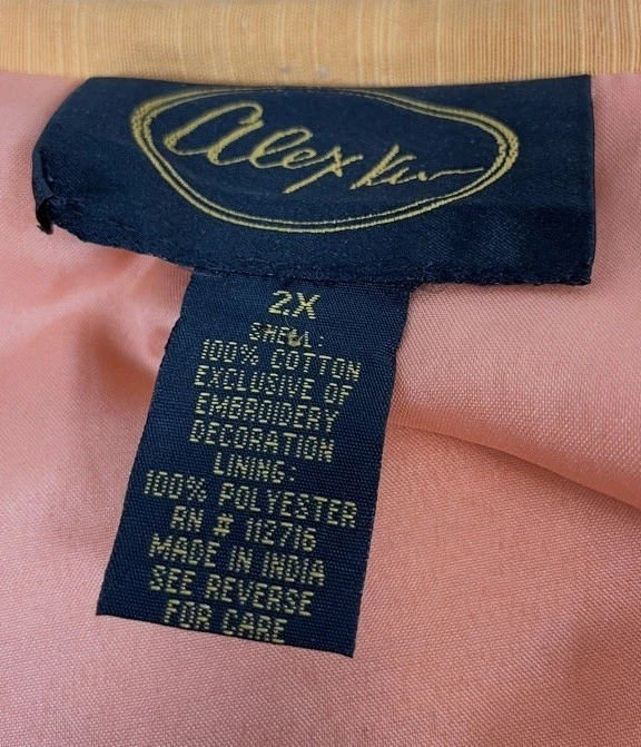 Chaqueta Blazer Alex Kim Vintage Arte Naranja Floral Pintado Mujer Dama Talla 2XL Foto 4 de 4