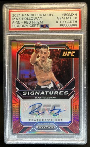 2021 Prizm UFC Max Holloway Signatures Red Prizm Auto #/49 PSA 10 Authentic