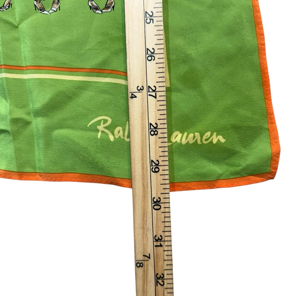 Ralph Lauren Bufanda de Seda Verde Moda Figuras Estampado 34"x34" Estilo Vintage Foto 4 de 4