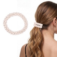 Rhinestone Hair Scrunchies, Crystal Ties Elastic Ponytail Holders, Gel White