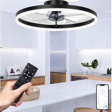 20'' Low Profile Ceiling Fan with Lights Remote Control, Flush Mount Fandelier