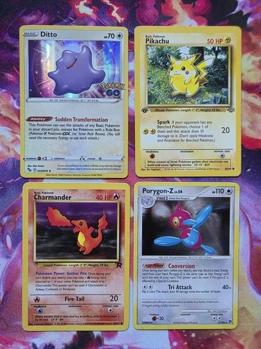 Pokemon Vintage Card Lot X4 Pikachu 1st Edition Charmander Porygon-Z LV.54 Ditto