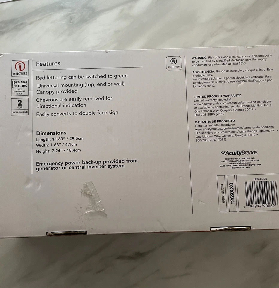 Contractor Select/Lithonia Lighting LED Exit Sign RED/GREEN Field Switchable NEW - Image 2 of 2