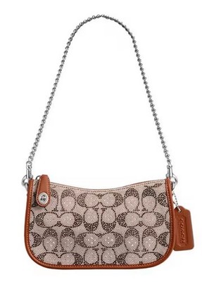 COACH Swinger Crystal Signature Jacquard Chain Shoulder Bag 20 NWT