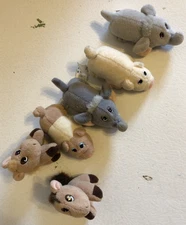 6 Vintage 1997 Pound Puppies Pig Elephants Pony Mini Plush Baby Horse 2”