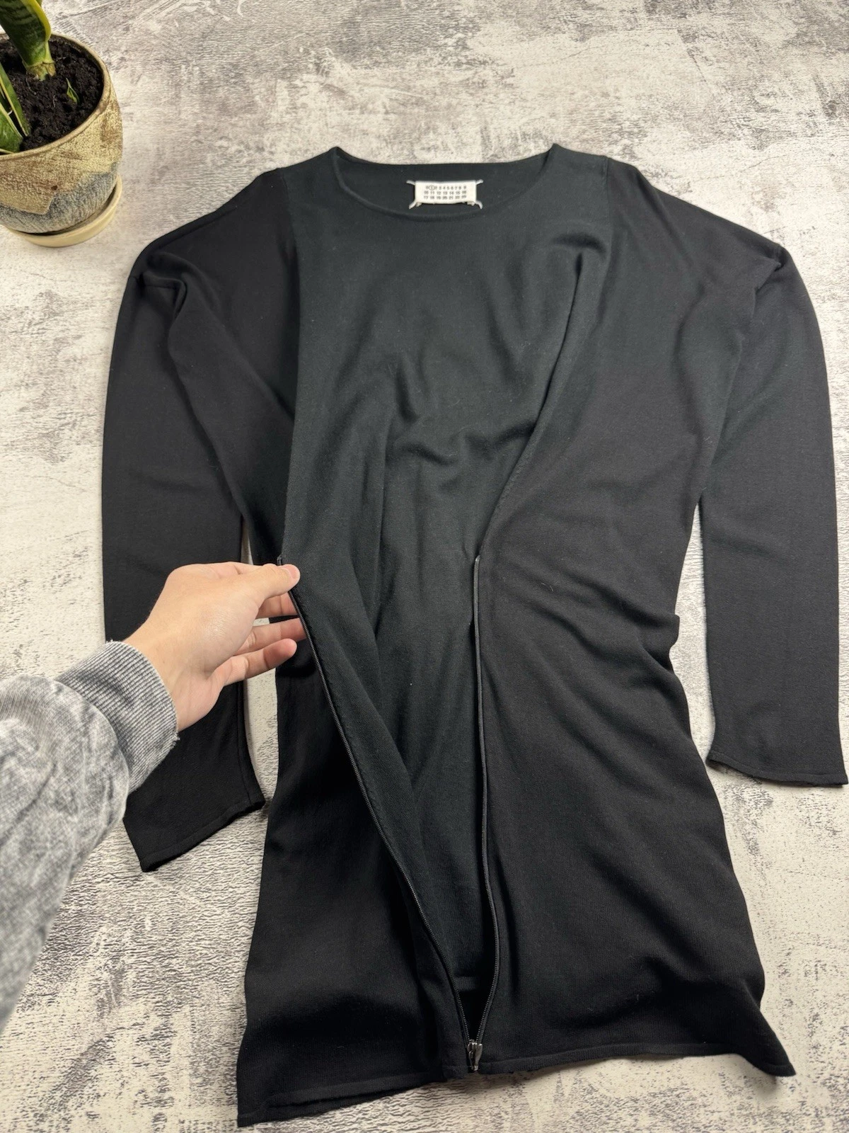 MARTIN MAISON MARGIELA abito asimmetrico oversize elefante tunica zip nero