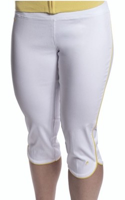 HEAD GOLF APPAREL Biancia White Dande Yellow Pull On Capri Pants NEW Womens 6 8