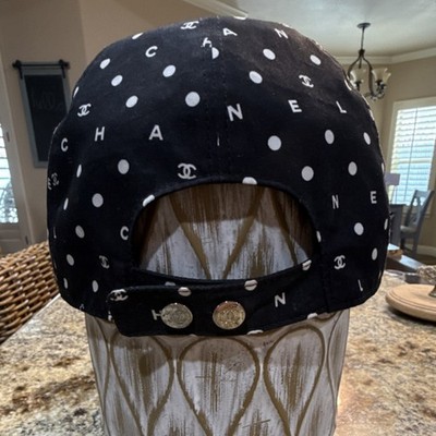 CHANEL Polka Dot Baseball Cap Black White Cotton | eBay display picture 2
