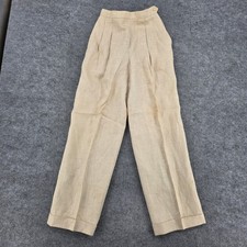 Vintage Ralph Lauren Linen Trousers 4 Beige Check Pleated High Waist Made in USA
