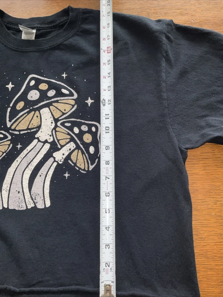 Camiseta Mujer Negra Recortada Manga Larga Talla L Champiñón/Luna y Estrellas, Foto 4 de 4