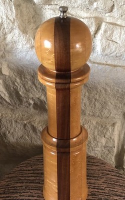 Chef Specialties Two-Tone Wood Pepper Mill Grinder Maple Walnut Large 15 
