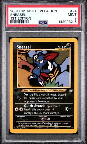 2001 POKEMON NEO REVELATION 1ST EDITION #24 SNEASEL PSA 9
