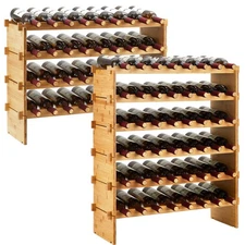 36/48 Bottles Holder Wine Rack Stackable Storage Solid Wood Display Shelves