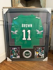 A.J. Brown Signed Framed Green AUTHENTIC NIKE Philadelphia Eagles Jersey BAS COA