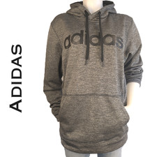 Adidas Womens Oversized Hoodie Medium Dark Gray Heather Climawarm Activewear
