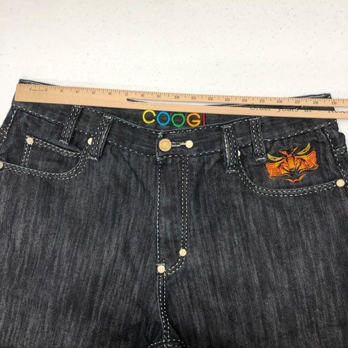 Pantaloncini Coogi uomo 38 neri larghi jeans denim ricamati hip hop Y2K streetwear - Foto 11 di 18