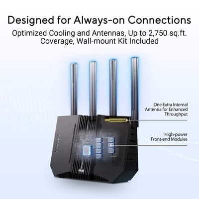 ASUS - RT-BE92U BE9700 Tri-Band Wi-Fi 7 Smart AiMesh Router 
