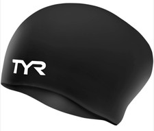TYR Silicone Wrinkle-Free Swim Cap for Long Hair Black New