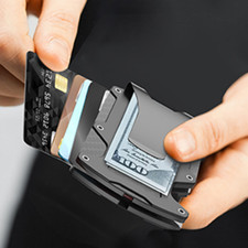 For AirTag Wallet Men Slim RFID Blocking Minimalist Metal Holder with Money Clip