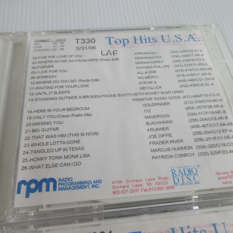 Top Hits USA Ultrasonic Q Radio Disc RPM Lot of 10 T330 - T339 1996 - Image 3 of 4
