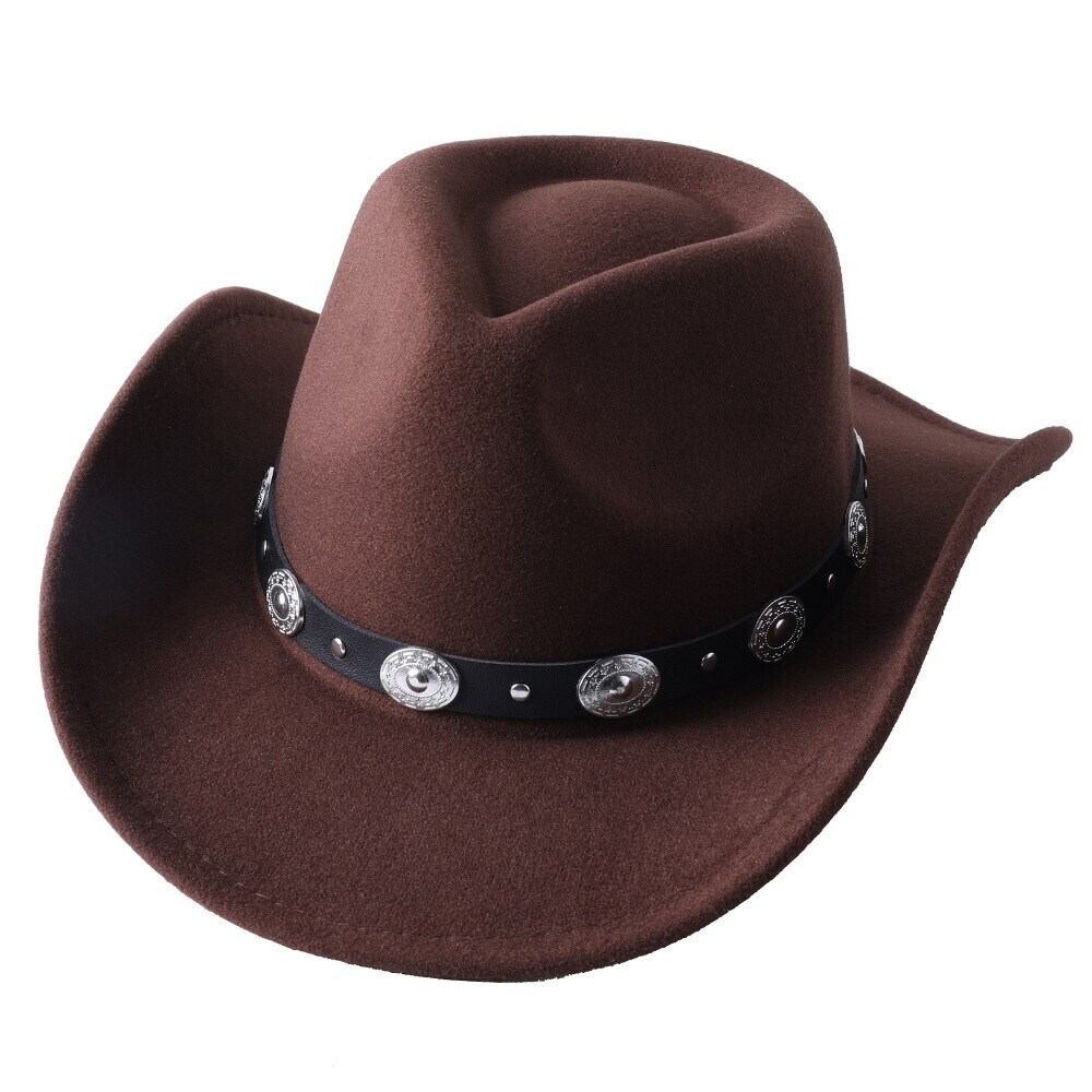 Brown Western Cowboy, Cowgirl Hat, Black & Silver Strap, Men  display picture 3