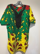 African clothing for men-Dashiki M-5X Green red