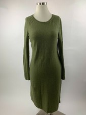 J. Jill Olive Green Smocked Shoulder Shift Sweater Dress Small Petite Lovely
