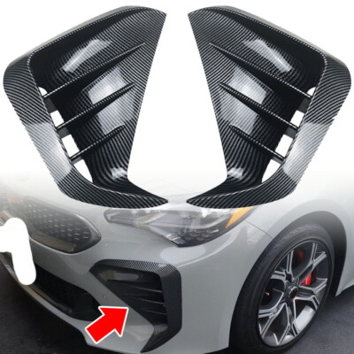 Front Bumper Vent Hole Cover Body Carbon Fiber Look For KIA Stinger GT 2017-23