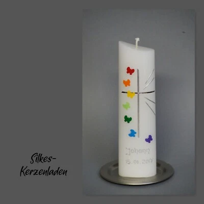 SILKES-KERZENLADEN moderne Taufkerze - inkl. Beschriftung mit Name und Datum !!