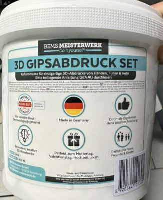 AKTION! BEMS Meisterwerk 3D Gibsabdruck Set für Hände Paar oder Baby Hand Eimer