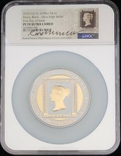 2020 Isle of Man 5oz Silver Penny Black Ultra High Relief Proof PF70 FDI Maklouf