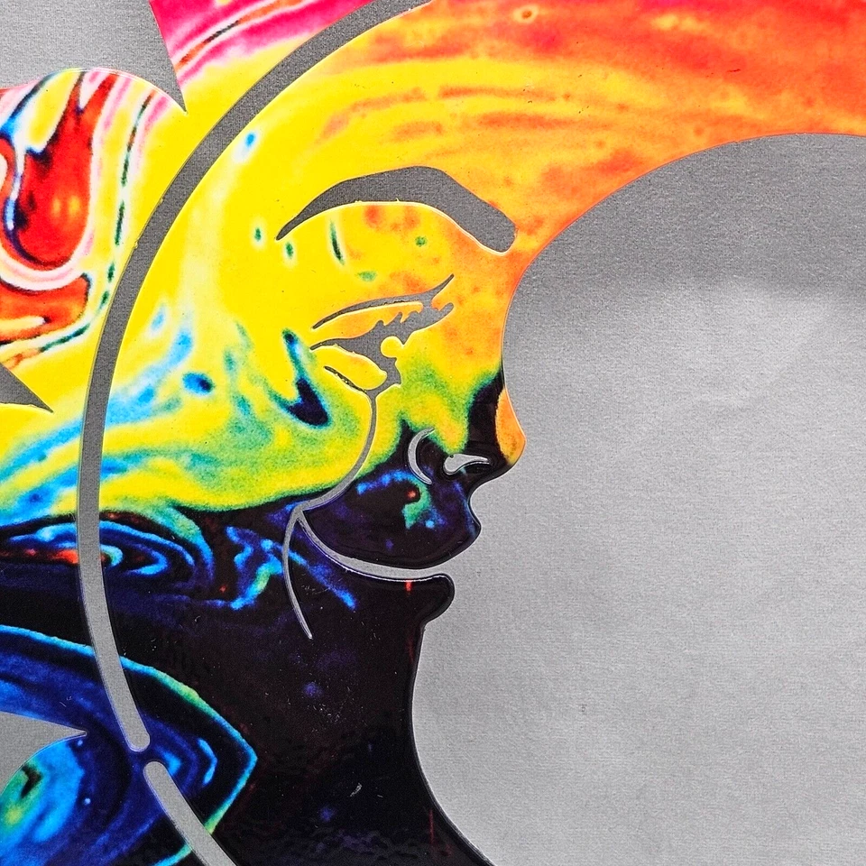 Arte de pared esmaltado Sunburst Moon Face colores arco iris decoración interior exterior Foto 2 de 4