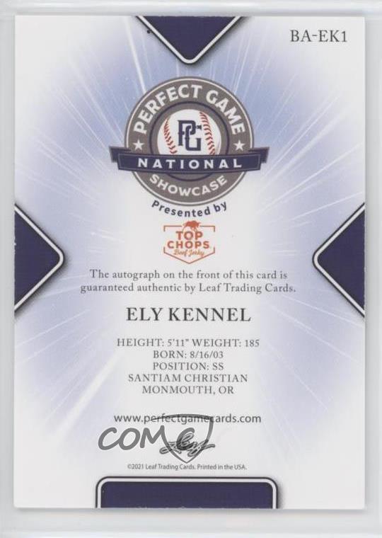 2021 Leaf Perfect Game National Showcase Auto Black /50 Ely Kennel BA
