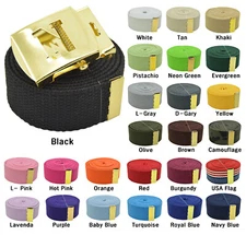 48",54",60",72 Initial Capital "N" Gold Slider Canvas Web Belt & Buckle 25 Color