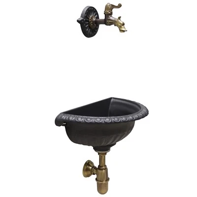 FONDERIA BONGIOVANNI Fontana a muro Liberty colore grigio ghisa. Scegli gli articoli nella tendina