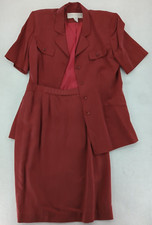 Vintage DONCASTER Women's Skirt Suit Rust Colored 100 Lyocell Silk Look Sz 12
