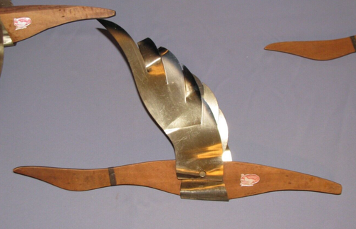 Vintage MCM Holz Messing Ente Gänse Vogel Wanddeko (3 insgesamt) Rossini Japan - Bild 7 von 9