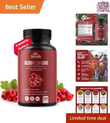Blood Circulation Supplement Capsules 120 ct Supports Vein Heart Vascular Health
