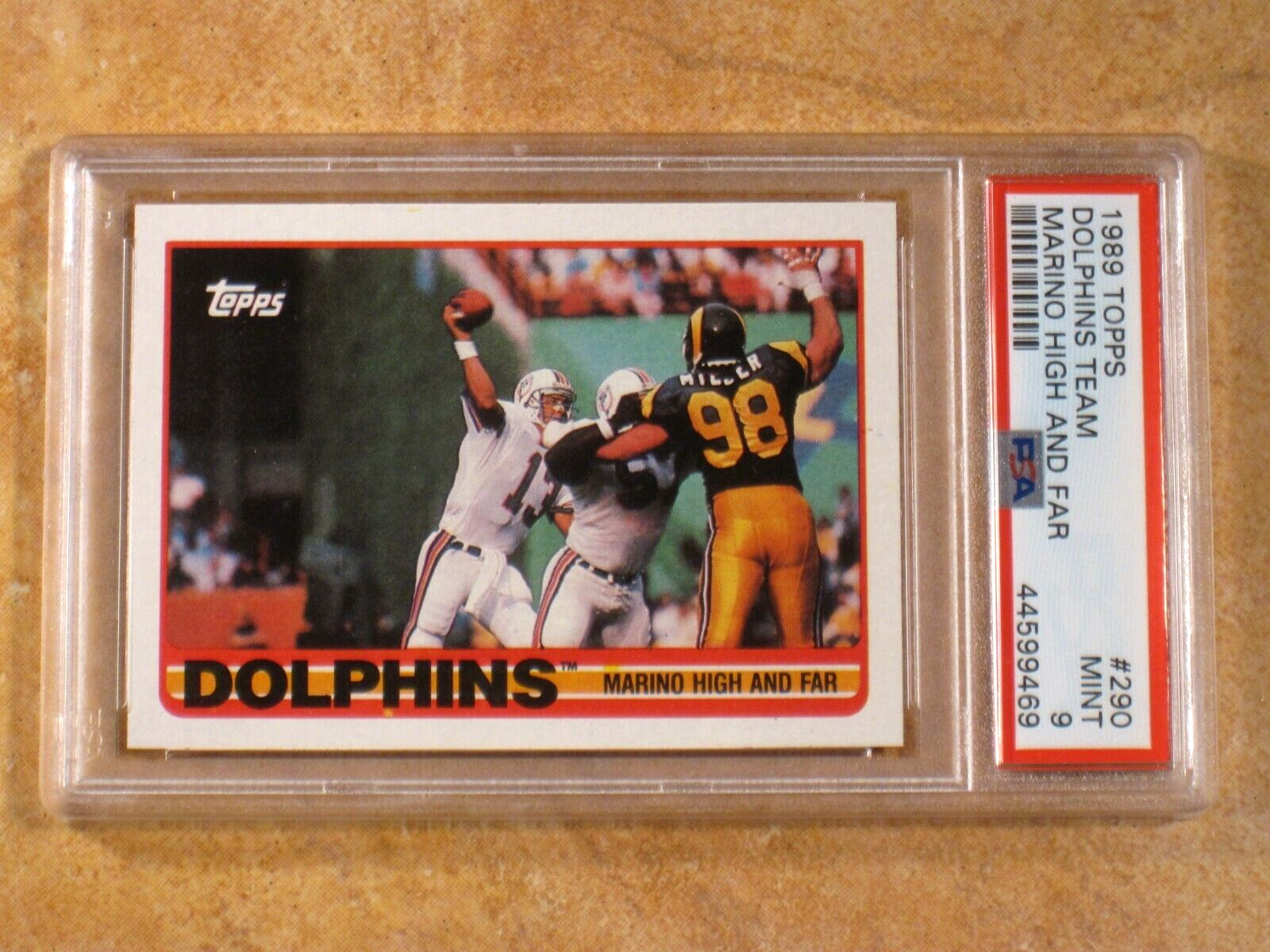 DAN MARINO 1989 TOPPS DOLPHINS TEAM HIGH AND FAR PSA 9 (MINT) CARD #290 RARE!