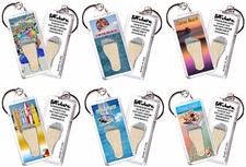 Cocoa Beach FootWhere® Souvenir Keychains. 6 Piece Set. Made in USA