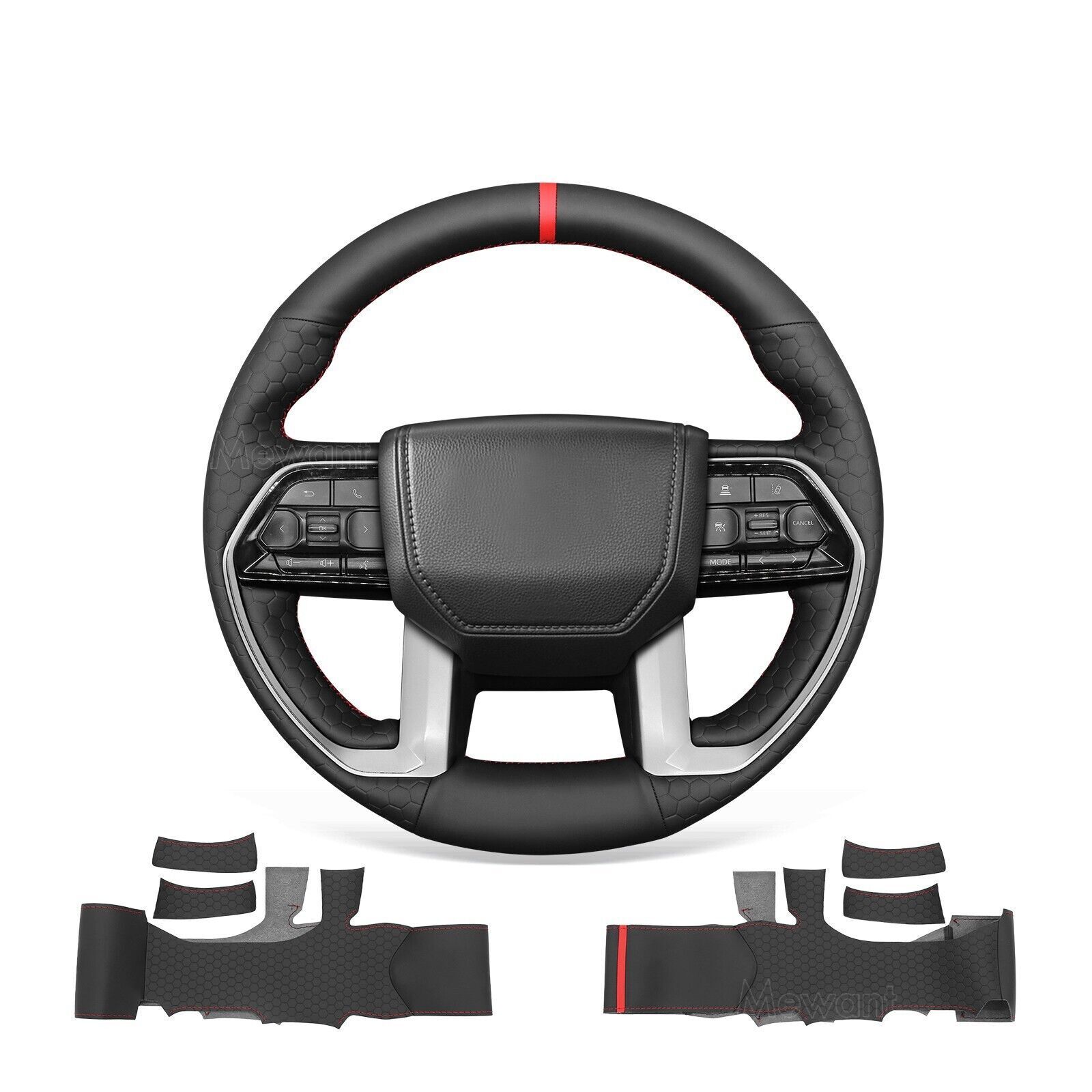 Hand sewn Embossed Leather Steering Wheel Wrap for Toyota Tacoma Tundra Sequoia