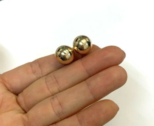 Classic Must Have! 12mm 100% 14K Gold Globe Ball Earrings with Screwbacks , New - Picture 2 of 8