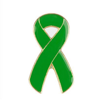 Green Ribbon Mental Health Pin Badge Bow Lapel Brooch Enamel Brass for Awareness