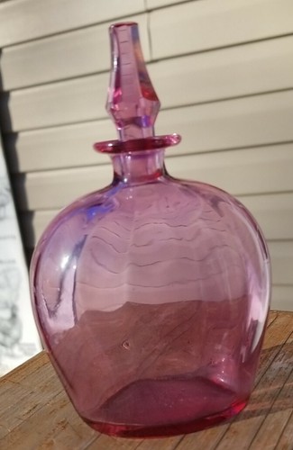 Bohemian Pink Perfume Bottle hand Blown Vintage Glass Possibly Moser Alexandrite - Picture 2 of 11
