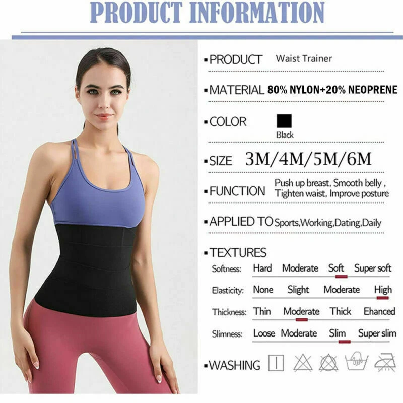 Waist Trainer Bandage Wrap Body Shaper Waist Belt Popular Black